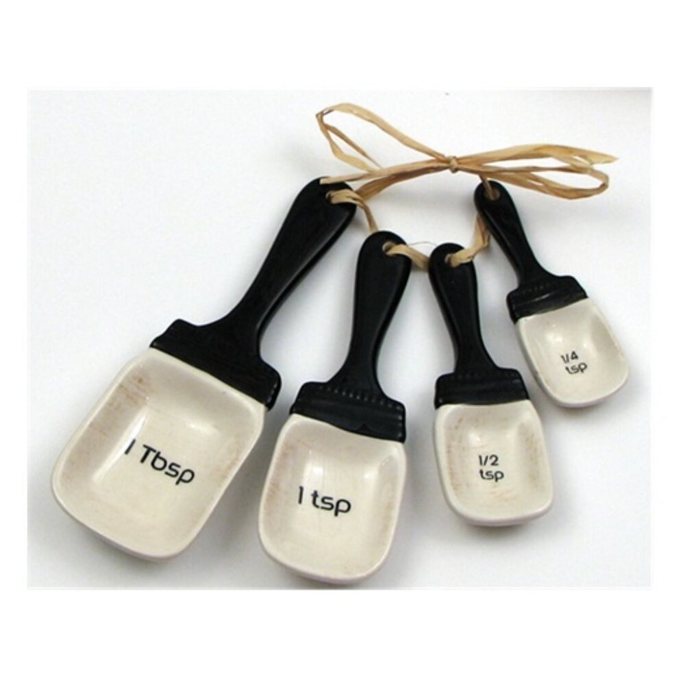 Ceramic Mason Jar Measuring Spoon Four-Pc Set 1 Tbsp 1 Tsp 1/2 Tsp 1/4 Tsp 15654
